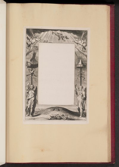Randillustratie met de Hemelvaart van Christus, Sleutels en Vissen door Netherlandish 17th Century