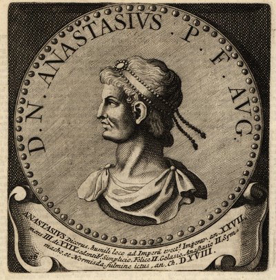 Portret van Romeinse keizer Anastasius I door Netherlandish School