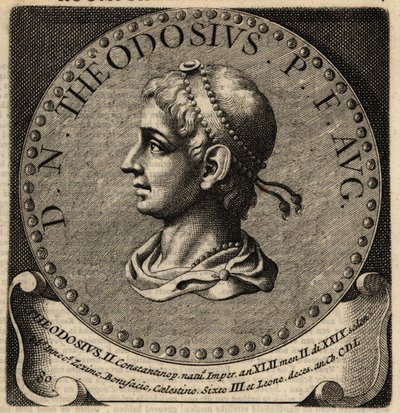 Portret van Romeinse keizer Theodosius II door Netherlandish School