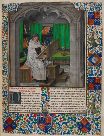Vincent de Beauvais leest aan zijn bureau, uit 