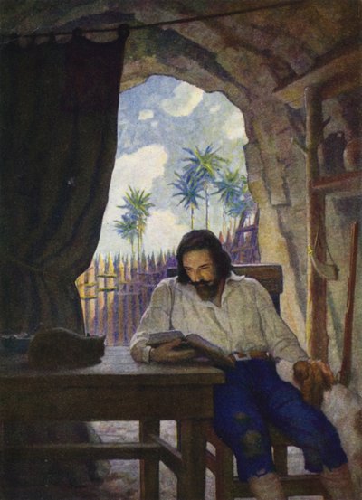 Illustratie voor Robinson Crusoe door Newell Convers (after) Wyeth