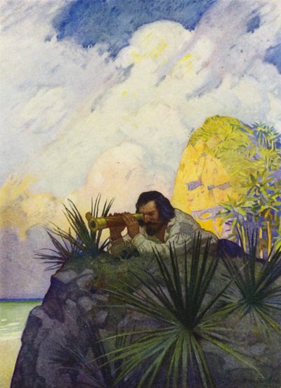 Illustratie voor Robinson Crusoe door Newell Convers (after) Wyeth