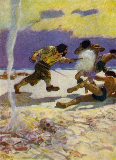 Illustratie voor Robinson Crusoe door Newell Convers (after) Wyeth
