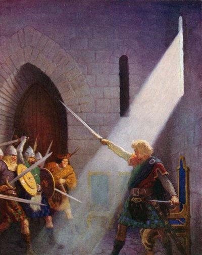 Wallace trekt het zwaard van de koning door Newell Convers (after) Wyeth