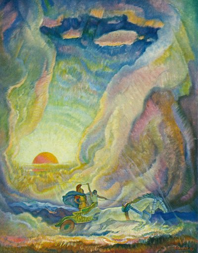 Telemachus in de wagen van Nestor door Newell Convers Wyeth