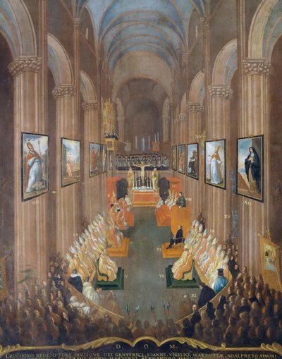 Openingszitting van het Concilie van Trente in 1545, detail door Niccolo Dorigati