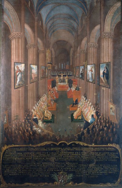 Openingszitting van het Concilie van Trente in 1545, detail door Niccolo Dorigati