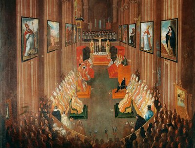 Openingszitting van het Concilie van Trente in 1545, detail door Niccolo Dorigati