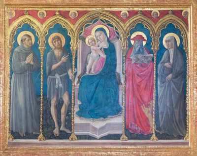 Madonna met kind en vier heiligen door Niccolo di Liberatore