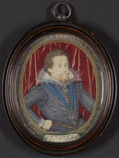 James I van Engeland en VI van Schotland, ca. 1610 door Nicholas Hilliard