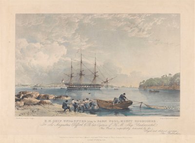 Lithografie van HMS 