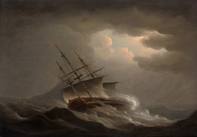 Een Fregat in een Offshore Storm door Nicholas Pocock