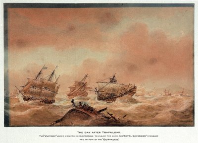 De dag na de Slag bij Trafalgar door Nicholas Pocock