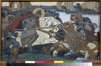 Alexander Nevski slaat Birger Jarl - Episode van de slag aan de Neva door Nicholas Roerich