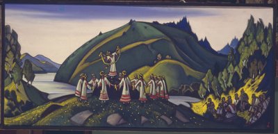 Decorontwerp voor het ballet Le Sacre du Printemps van I. Stravinsky door Nikolai Konstantinowitsch Roerich