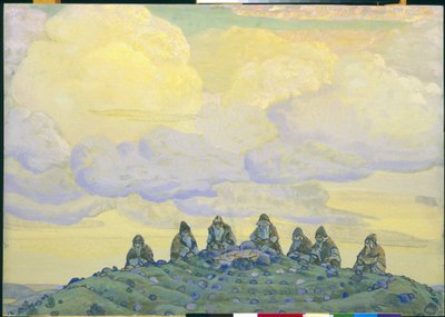 Het Grote Offer: decor voor het ballet "Le Sacre du Printemps" van Igor Stravinsky, 1910 door Nicholas Roerich