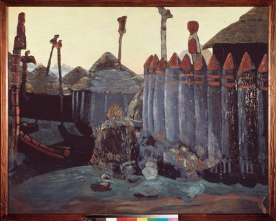 Een heidense heuvel. (Middeleeuwen, Oekraïne). Werk van Nicolas Roerich (1874-1947) door Nicholas Roerich