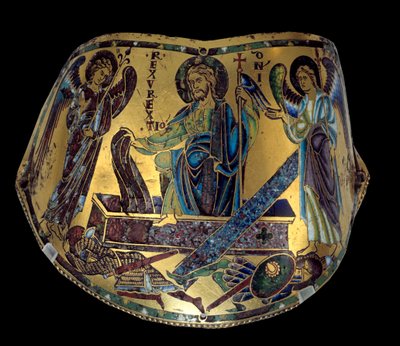 Armilla: De Opstanding. Meuse koper en emaille ceremonieel armband. Werkplaats van Nicolas Verdun (ca.1130/50-1205) Middeleeuwen, ca. 1170-1180. Parijs, Musée du Louvre door Nicholas of Verdun