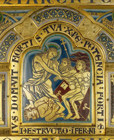 De afdaling van Christus naar de hel, vanaf het altaar van Verdun ... door Nicholas of Verdun