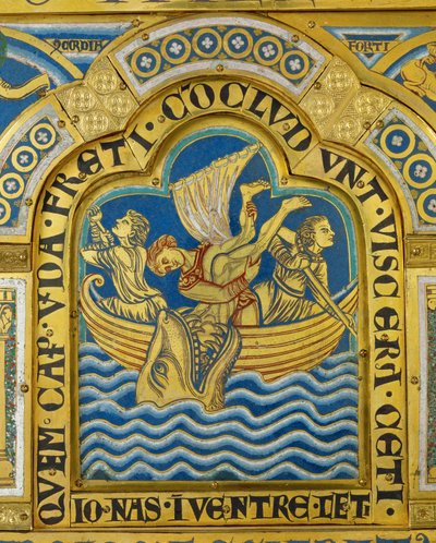 Jonas en de walvis, van het altaar van Verdun ... door Nicholas of Verdun
