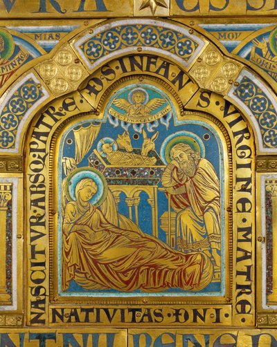De Geboorte, van het altaar van Verdun ... door Nicholas of Verdun
