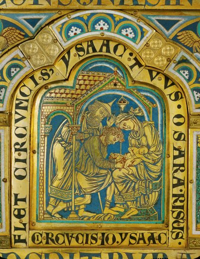 De besnijdenis van Isaac ... (email op verguld koper) door Nicholas of Verdun