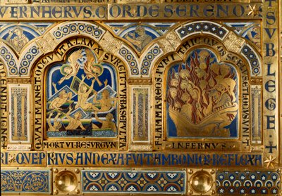Verdun Altaar gemaakt in goud en emaille door Nicolas de Verdun (ca.1130/50-1205): scènes uit het Oude en Nieuwe Testament: detail (detail) door Nicholas of Verdun