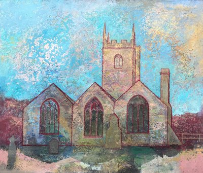 St Uny Church, 2021-23 (olieverf op board) door Nick Williams