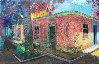 Straatgevecht, 2021-23 (olieverf op board) door Nick Williams