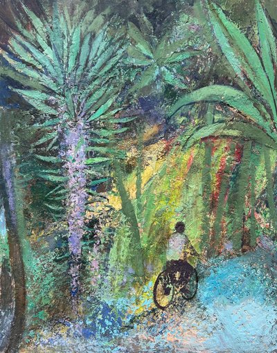 Tropical Spin, 2022-23 (olieverf op board) door Nick Williams