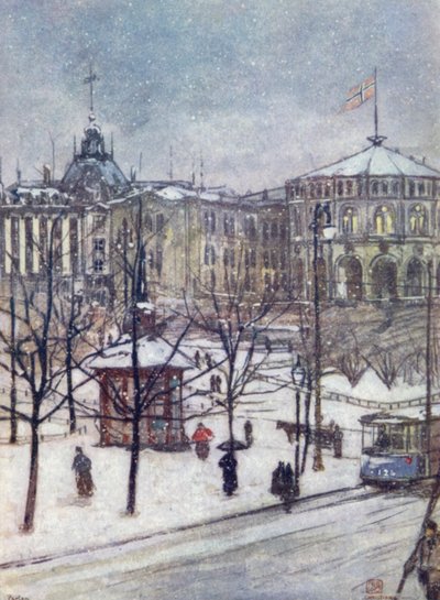 Noorwegen: Het Parlement (Storthing), Christiania door Nico Jungman