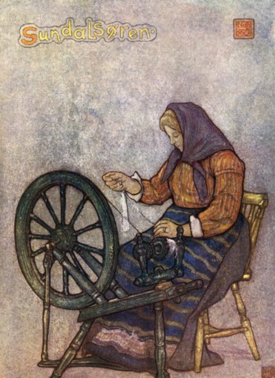 Noorwegen: Vrouw aan het spinnen, Sundalsoren door Nico Jungman