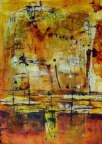 Gouden abstracte lagen door Nico Phooko