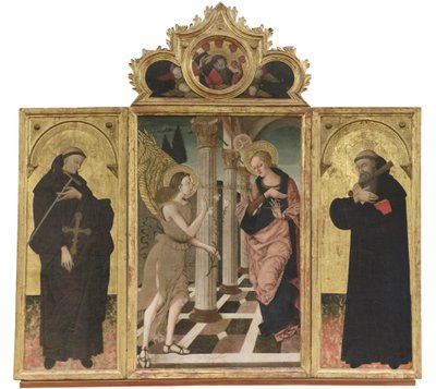 Annunciazione tra i santi Giovanni Gualberto e Benedetto door Nicola de Maestro Antonio