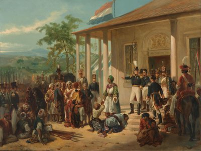De arrestatie van Diponegoro door luitenant-generaal De Kock door Nicolaas Pieneman