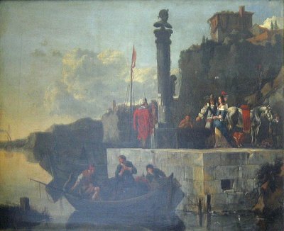 Italiaanse zeehaven door Nicolaes Berchem