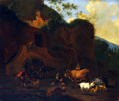 Boeren en Vee, 17e eeuw door Nicolaes Berchem