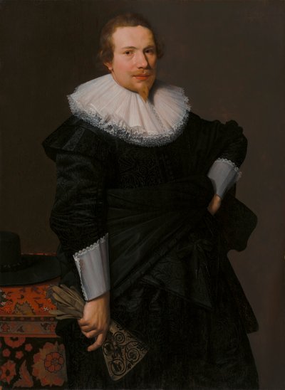 Portret van een 24-jarige man door Nicolaes Eliasz. Pickenoy