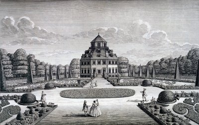 Uitzicht op Frydenlund Huis en Tuin door Nicolaes Jansz Visscher