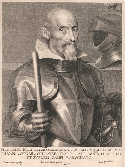 Frai.Lelio. Blancatcio. Commendat, Melit. March. Mont. Silvan. a.Consil. Collater. Neapol. Cath. Matis. a. Cons. Stat. et. Suprem. Campi. Arcschalc. door Nicolaes Lauwers