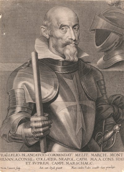 Frai. Lelio Blancatcio, Commendat. Merlit March, Mont. Silvan. Aconsil. Collater. Neapol. Cath. Ma. a. Cons. Stat et. Suprem. Campi, Marschalc. door Nicolaes Lauwers