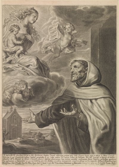 H. Agabus van Jeruzalem aanbidt Maria door Nicolaes Lauwers