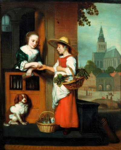 De groenteverkoopster door Nicolaes Maes