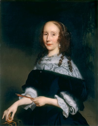 Portret van een dame door Nicolaes Maes