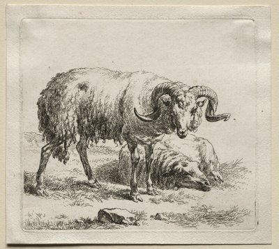 Ram en schaap door Nicolaes Pietersz. Berchem