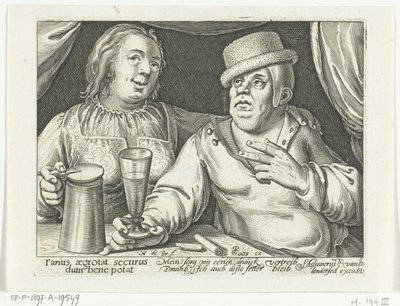Drinkende man en vrouw door Nicolaes de Bruyn
