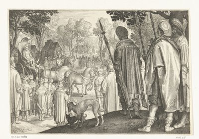 Triomftocht van Jozef in zegewagen van farao door Nicolaes de Bruyn