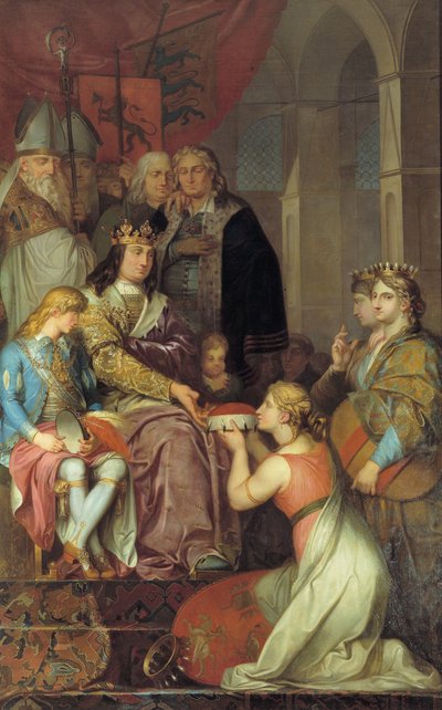 Christian I verkondigt Holstein als een hertogdom in 1474. Geschilderd voor Christiansborg Kasteel door Nicolai Abildgaard
