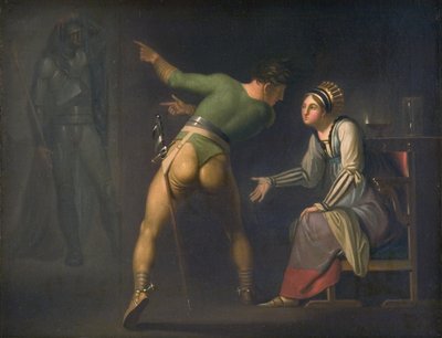 Hamlet en zijn moeder. Episode uit Shakespeares Hamlet door Nicolai Abildgaard