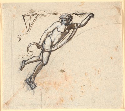 Zwevende figuur met een draak in de hand door Nicolai Abildgaard